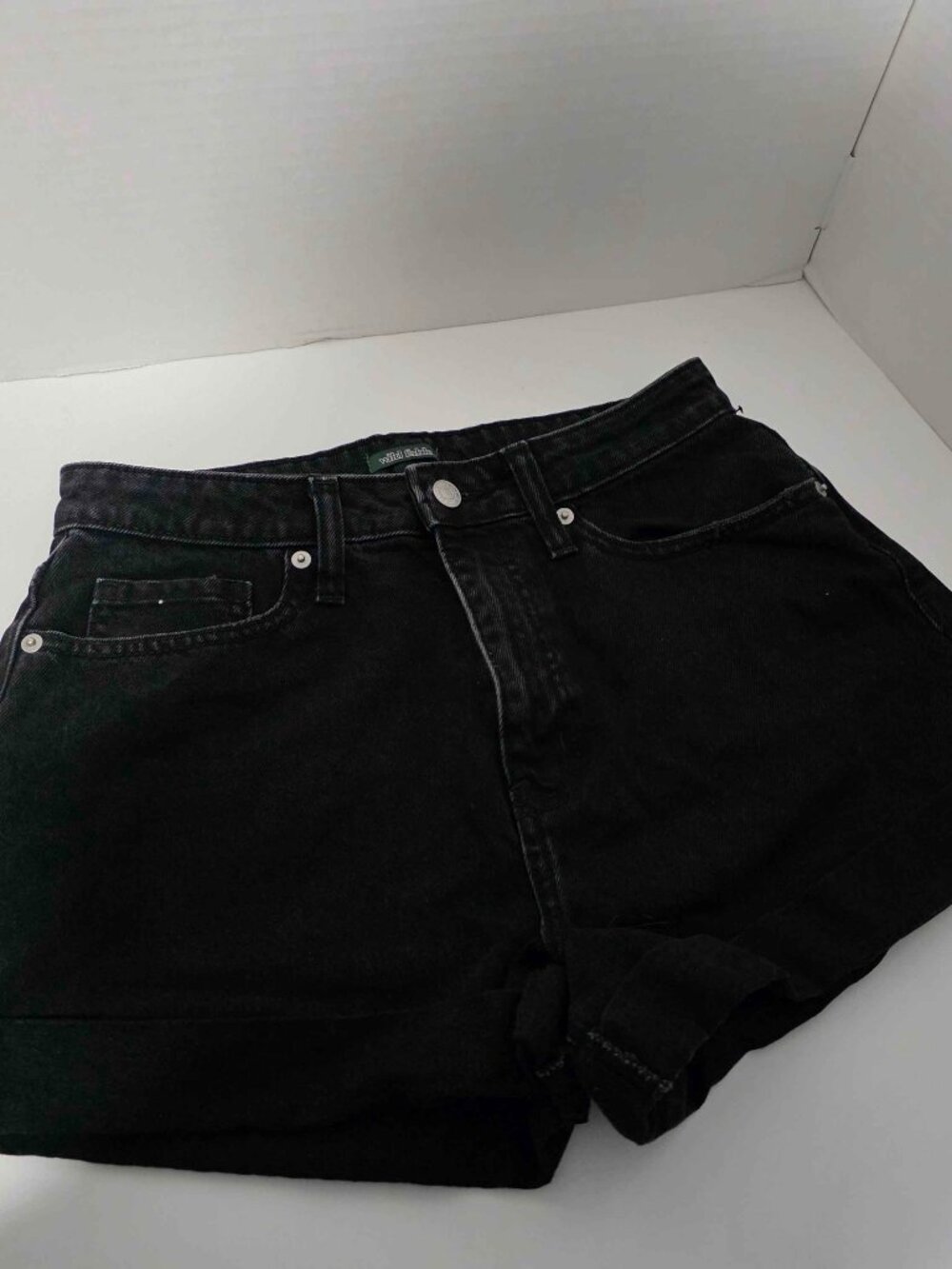 Wild Fable Black Denim Highest Rise Mom Shorts Cuffed Women's Size 6